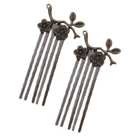 5 Pcs Retro Bronze Mini Metal Side Comb Plum Blossom Hanfu Decorative Hairpin Chinese Style Wedding Veil Hair Clip Comb Hair Pin