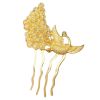 2 Pcs Golden Peacock Metal Side Comb Chinese Style Wedding Veil Hair Clip Comb Hanfu 4 Teeth Hairpin Updo Accessory Hair Pin