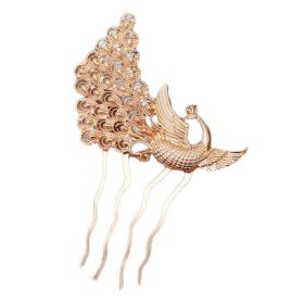 2 Pcs Vintage Peacock Metal Side Comb Chinese Style Wedding Veil Hair Clip Comb Hanfu 4 Teeth Hairpin Updo Accessory Hair Pin