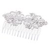 2 Pcs Vintage Metal 14 Teeth Side Comb Flower Vine Cirrus Hairpin Decorative Comb, Silver Hair Pin