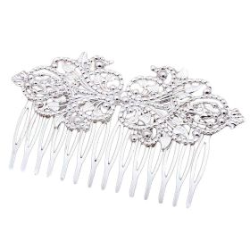 2 Pcs Vintage Metal 14 Teeth Side Comb Flower Vine Cirrus Hairpin Decorative Comb, Silver Hair Pin