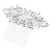 2 Pcs Retro 13 Teeth Hair Side Comb Alloy Metal Bridal Wedding Veil Comb Headpiece Hair Accessory, Silver Hair Pin