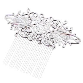 2 Pcs Retro 13 Teeth Hair Side Comb Alloy Metal Bridal Wedding Veil Comb Headpiece Hair Accessory, Silver Hair Pin