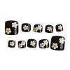 Flower Black Short Artificial False Nails Tips False Toenails Nail Decoration