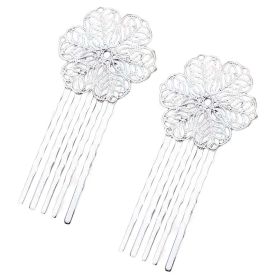 5 Pcs Silver Tone Hair Comb Metal Hair Clip Flower 5 Teeth Side Comb Decorative Comb Hair Pin