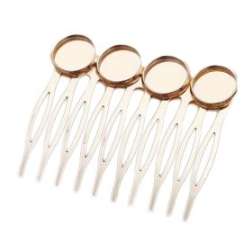 5 Pcs DIY Cabochon Setting Hairpin 10 Teeth Metal Side Comb Artcraft Project Decorative Comb, KC Gold Hair Pin