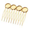 5 Pcs Gold Tone 10 Teeth Metal Side Comb Cabochon Setting Hairpin DIY Artcraft Project Decorative Comb Hair Pin