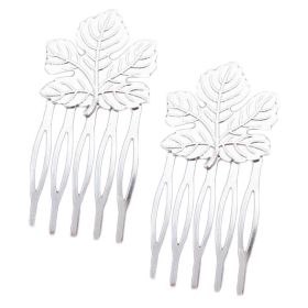 10 Pcs Silver Tone Mini Metal Side Comb Maple Leaf Decorative Hairpin Wedding Veil Hair Clip Comb Hair Pin