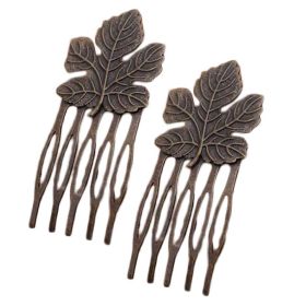 10 Pcs Retro Bronze Mini Metal Side Comb Maple Leaf Decorative Hairpin Wedding Veil Hair Clip Comb Hair Pin