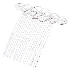 5 Pcs Silver Tone Metal Side Comb Hearts Wedding Veil Hair Clip Comb Hanfu Decorative Hairpi