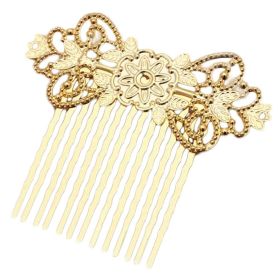 3 Pcs Golden Metal Side Comb Chinese Style Wedding Veil Hair Clip Comb Flower Vine Cirrus Hanfu Decorative Hairpin