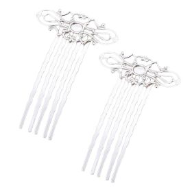 5 Pcs Metal Side Comb Traditional Han Chinese Dress Hairpin Decorative Bridal Hair Accessories, Silver Hair Pin