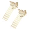 5 Pcs Mini Metal Side Comb Golden Leaves Decorative Hairpin Wedding Veil Hair Clip Comb Hair Pin