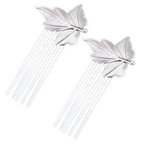 5 Pcs Mini Metal Side Comb Silver Tone Leaves Decorative Hairpin Wedding Veil Hair Clip Comb Hair Pin