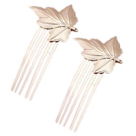 5 Pcs Vintage Mini Metal Side Comb Golden Leaves Decorative Hairpin Wedding Veil Hair Clip Comb Hair Pin