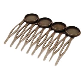 5 Pcs Retro Bronze DIY Cabochon Setting Side Comb Metal Hairpin Artcraft Project 10 Teeth Decorative Comb Hair Pin