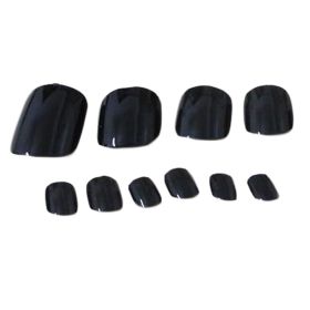 1 Box - 120 Pieces Artificial Nails Black False Toenails Nail Decoration