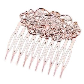 3 Pcs Rose Gold 10 Teeth Side Comb Metal Hair Clip Hair Comb Flower Vine Cirrus Decorative Comb Hair Pin