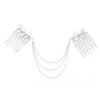 2 Pcs Silver Color Retro Hair Combs Leaves Decorative Mini Side Combs Hair Chain Tassels DIY Bridal Hair Accessories