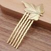 5 Pcs Mini Metal Side Comb Golden Leaves Decorative Hairpin Wedding Veil Hair Clip Comb Hair Pin