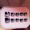 Black Artificial False Nails Tips Bling Bling False Toenails Full Warp False Nai