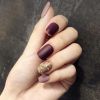 Purple Grey/ Gold False Fingernails Full Cover Artificial Nails Tips Fake Nails