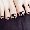 Flower Black Short Artificial False Nails Tips False Toenails Nail Decoration