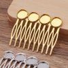 5 Pcs Gold Tone 10 Teeth Metal Side Comb Cabochon Setting Hairpin DIY Artcraft Project Decorative Comb Hair Pin