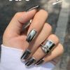 Cool Metallic Color Fake Nails Full Cover Long False Nails Art Tips Decoration for Party Prom Fake Nails