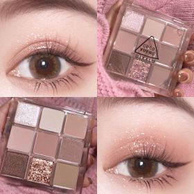 DIKALU Nine-color Eye Shadow City Cold And Warm Plate Shimmer Matte Acrylic Transparent Nine-grid Eye Shadow (Option: Transparent 9 Colors 04)