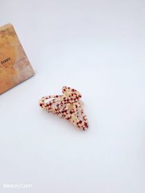 9CM Plaid Barrettes Girly Temperamental Hollow Grip (Option: Wine Red Plaid 9cm)