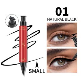 Color Double-headed Triangle Stamp Eyeliner Waterproof Non-smudge Eyeliner Liquid Pen for All Eye Shapes (Color: 1)