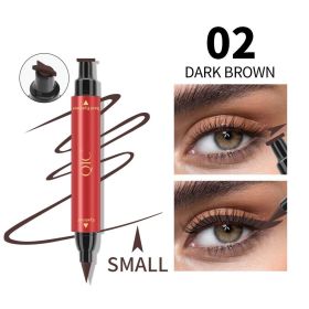 Color Double-headed Triangle Stamp Eyeliner Waterproof Non-smudge Eyeliner Liquid Pen for All Eye Shapes (Color: 2)