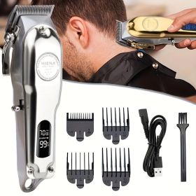 Professional T-Blade Hair Clippers For Men Cordless Hair Cutting Kit Rechargeable Beard Trimmer With LED Display (Color: Golden 202)