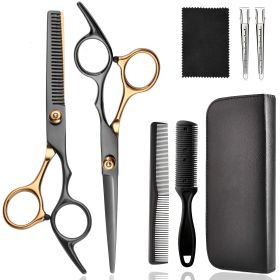 8 PCS Hair Cutting Scissors Kit, Professional Barber Shears Set With Hair Scissors Thinning Shears, Hair Cutting Shears Hair Cut Blending Salon Scisso (Color: silvery)