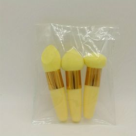 3Pcs Foundation Sponge Powder Puff Mushroom Head Cosmetic Blending Sponge Makeup Puff Facial Sponge BB Cream Foundation Makeup Tool (Color: Yellow)